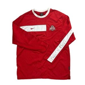 Y2K Used Nike Team Size XXL Ohio State Buckeyes Red and White Long Sleeve Shirt